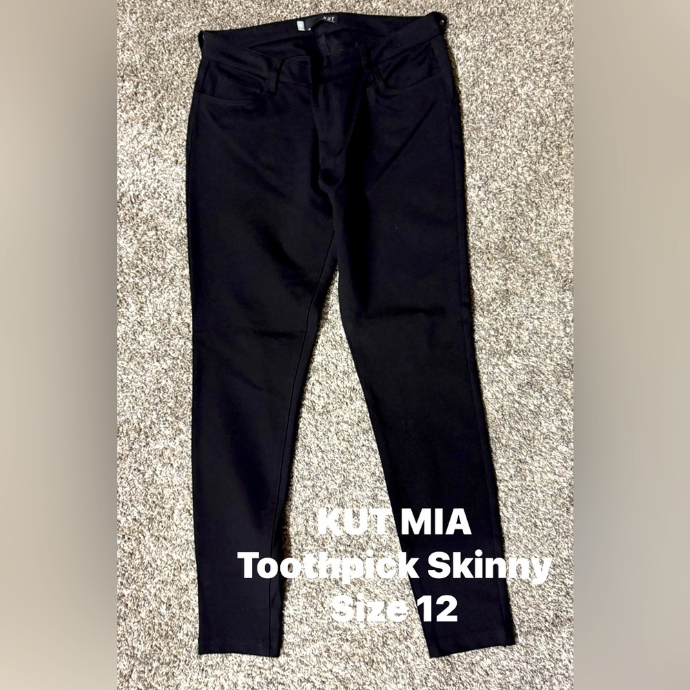 Kut From The Kloth Mia High Rise Jet Black Fab Ab Toothpick Skinny Jeans